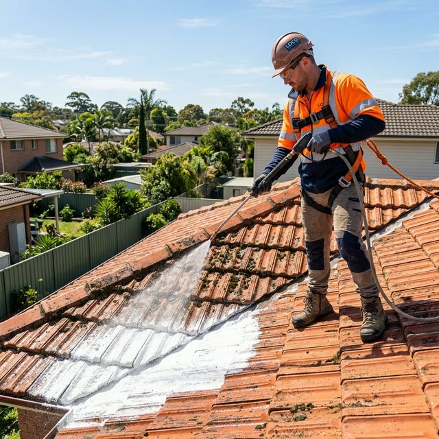 Artisan réalisant un traitement anti-mousse